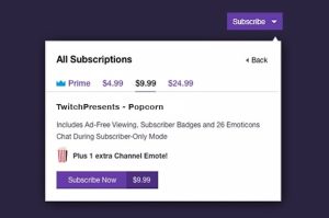 100 sub Twitch prix abonnement interface