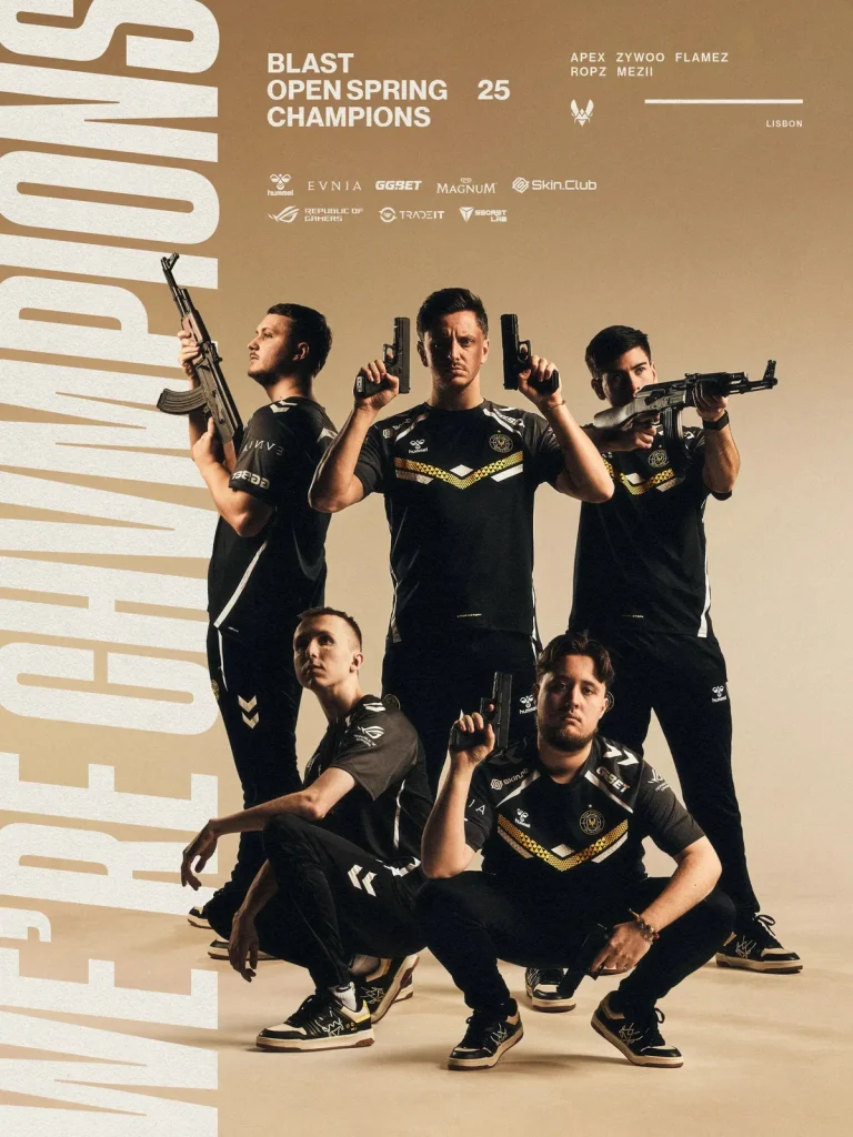 Team Vitality célèbre sa victoire au BLAST Open Rotterdam 2026 CS2