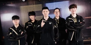 Joueurs de Gen.G après leur victoire contre la Karmine Corp à l’EWC 2026 LoL