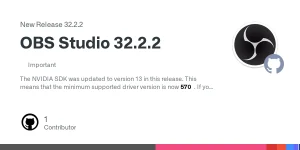 Carte officielle de la version OBS Studio 32.2.2 publiée sur GitHub