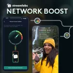 Schéma officiel de Streamlabs Network Boost pour stabiliser un live IRL mobile