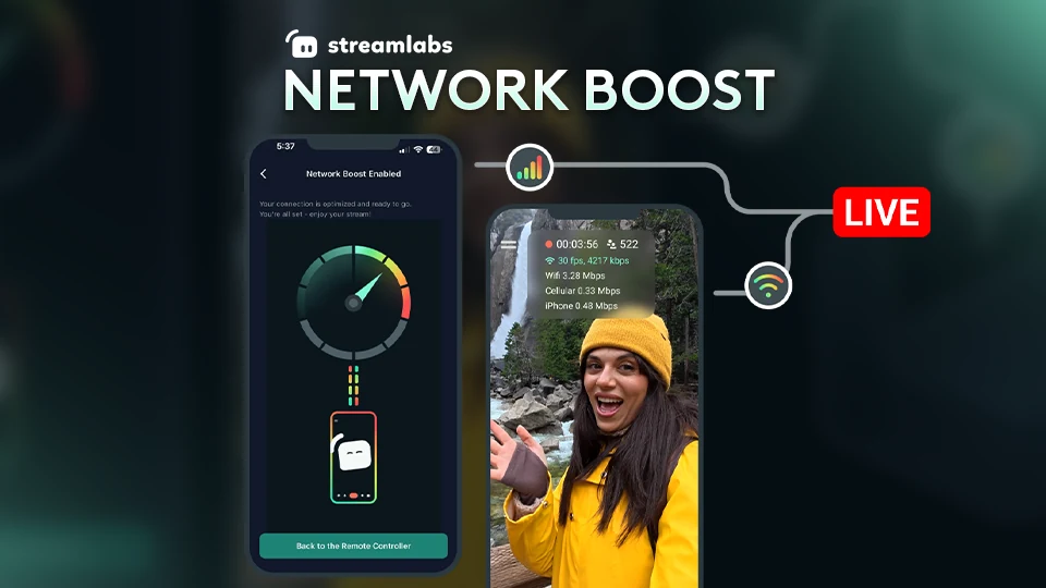 Schéma officiel de Streamlabs Network Boost pour stabiliser un live IRL mobile