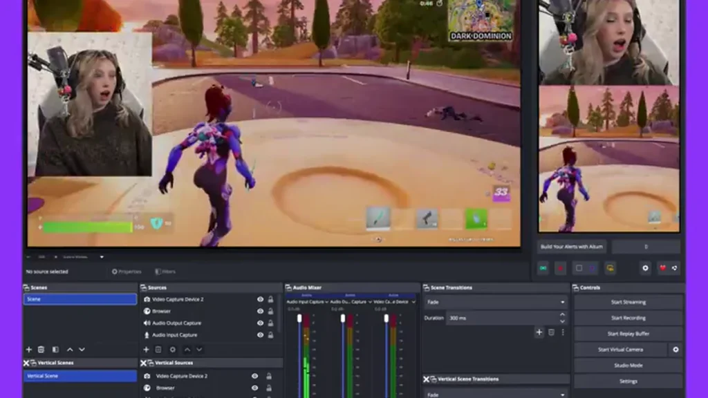 Deux cadrages d’un stream configuré avec Twitch Dual Format dans OBS
