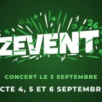 Visuel officiel du ZEVENT 2026 annonçant le concert du 3 septembre et la collecte Twitch du 4 au 6 septembre